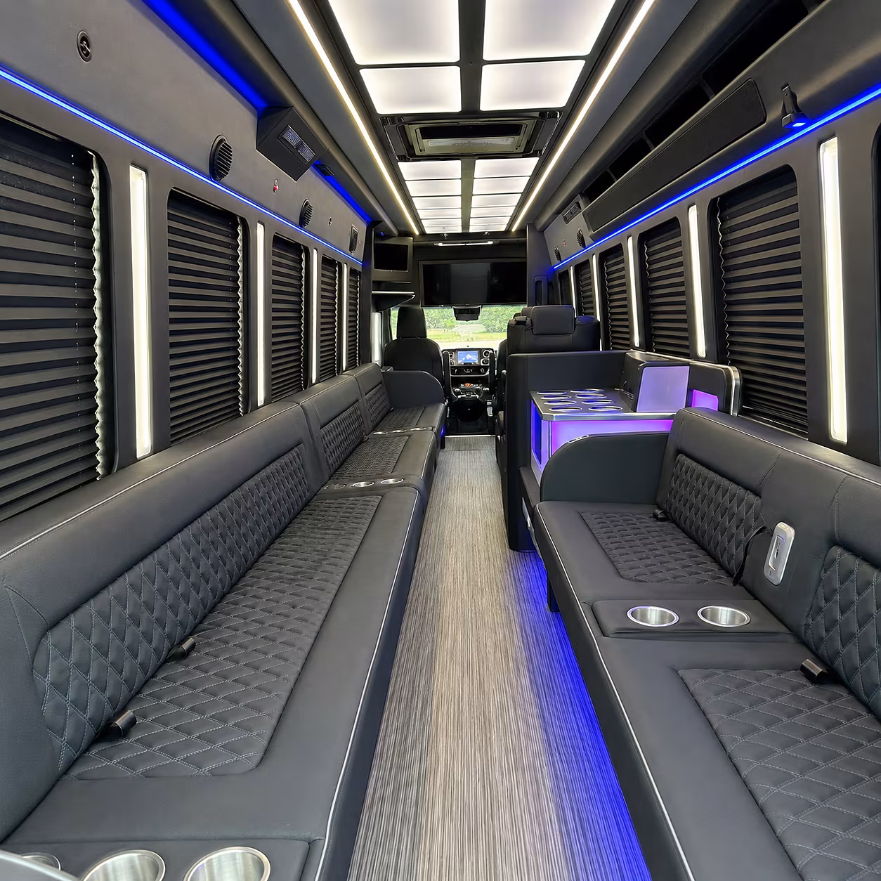 Fullerton Wedding Transportation party bus interior