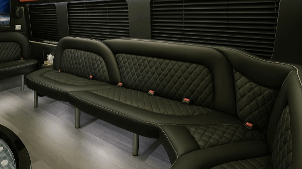 Interior of Charter Bus Company La Habra's 14 Passenger Sprinter Limousine in La Habra