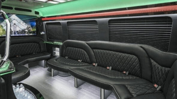Interior of Charter Bus Company Tustin's 14 Passenger Sprinter Limousine in Tustin