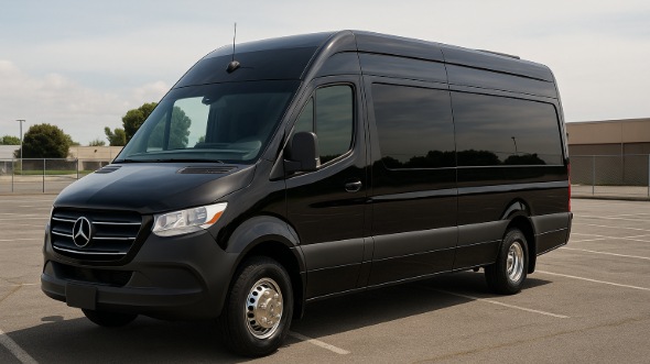 Exterior of Charter Bus Company La Habra's 14 Passenger Sprinter Limousine in La Habra