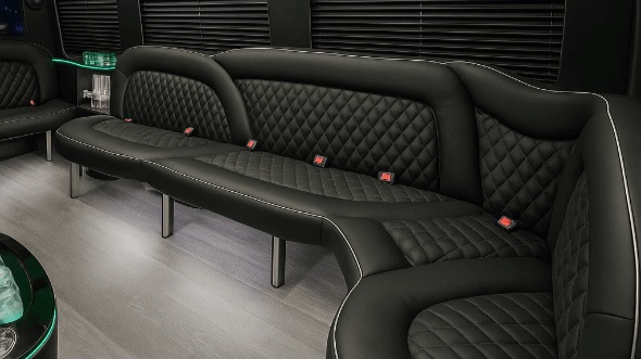 Interior of Charter Bus Company Placentia's 18 Passenger Party Bus in Placentia