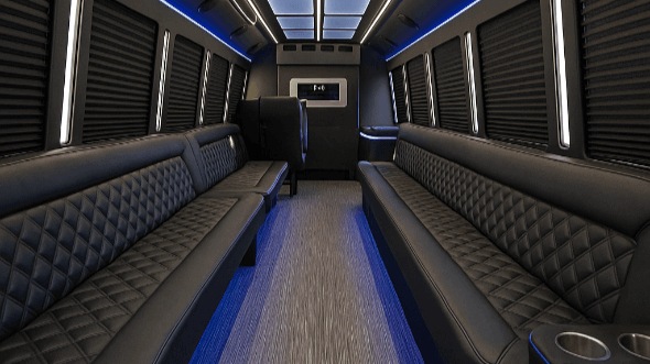 Interior of Charter Bus Company Anaheim's 20 Passenger Party Bus in Anaheim