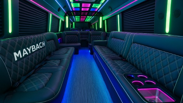 Interior of Charter Bus Company Santa Ana's 20 Passenger Party Bus in Santa Ana