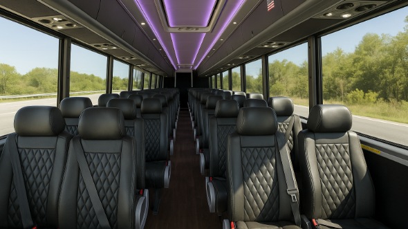 Interior of Charter Bus Company Fullerton's 25 Passenger Minibus in Fullerton