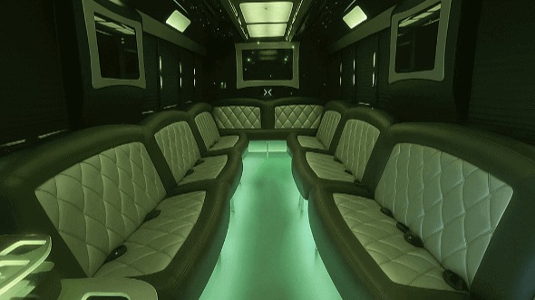 Interior of Charter Bus Company Cypress's 25 Passenger Party Bus in Cypress