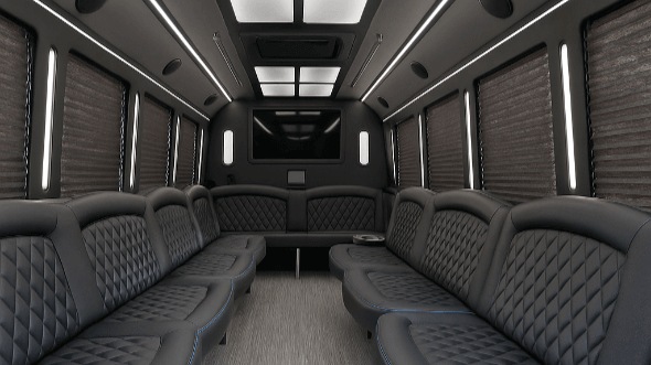 Interior of Charter Bus Company Orange's 28 Passenger Party Bus in Orange