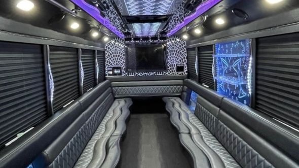 Interior of Charter Bus Company Tustin's 28 Passenger Party Bus in Tustin