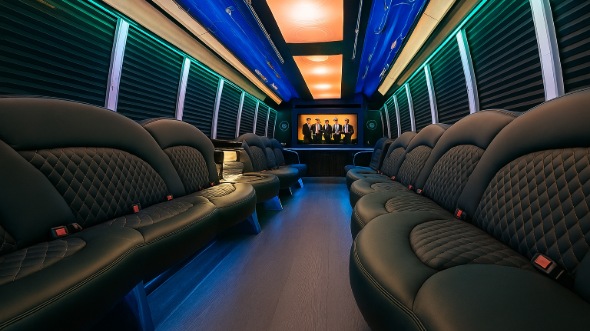Interior of Charter Bus Company Anaheim's 30 Passenger Party Bus in Anaheim