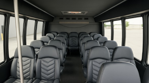 Interior of Charter Bus Company Fullerton's 35 Passenger Minibus in Fullerton