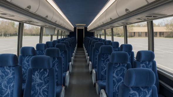 Interior of Charter Bus Company Fullerton's 40 Passenger Charter Bus in Fullerton