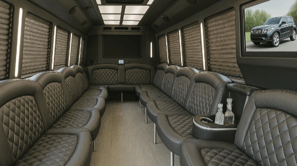 Interior of Charter Bus Company La Habra's 40 Passenger Party Bus in La Habra