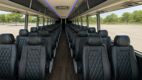 Interior of Charter Bus Company Fullerton's 44 Passenger Charter Bus in Fullerton