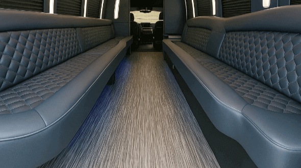 Interior of Charter Bus Company Santa Ana's 50 Passenger Party Bus in Santa Ana