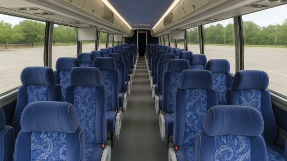 Interior of Charter Bus Company Fullerton's 51 Passenger Charter Bus in Fullerton