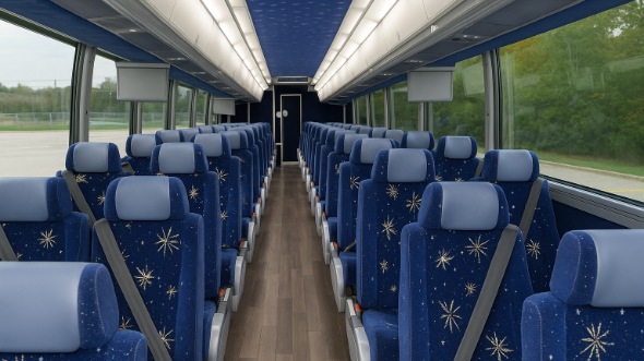 Interior of Charter Bus Company Fullerton's 54 Passenger Charter Bus in Fullerton
