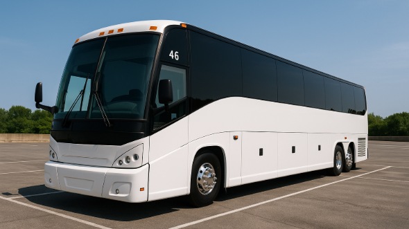 Exterior of Charter Bus Company Fullerton's 55 Passenger Charter Bus in Fullerton