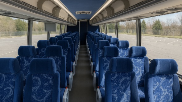 Interior of Charter Bus Company Fullerton's 56 Passenger Charter Bus in Fullerton