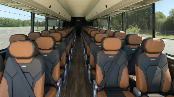Interior of Charter Bus Company Fullerton's ADA Charter Bus in Fullerton