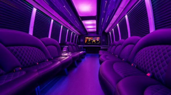 fullerton 25 passenger party bus inside
